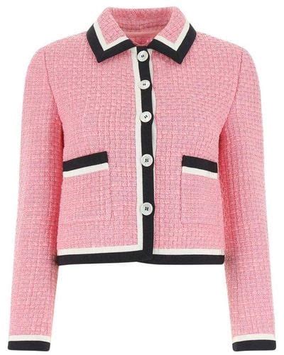 miu miu pink jacket|Pink Tweed Blouson Jacket .